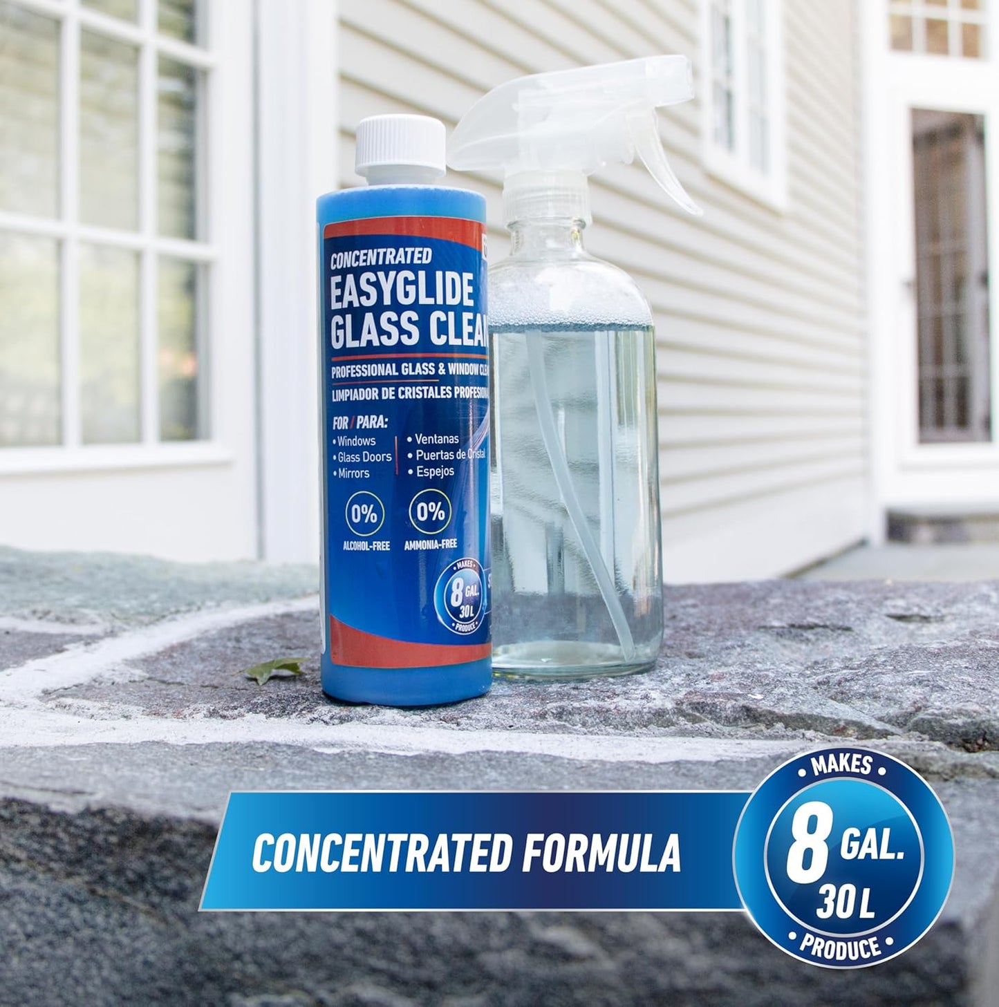 Unger Professional Streak-Free EasyGlide Glass Cleaner Concentrate, 12 oz, Ammonia-Free, Makes 8