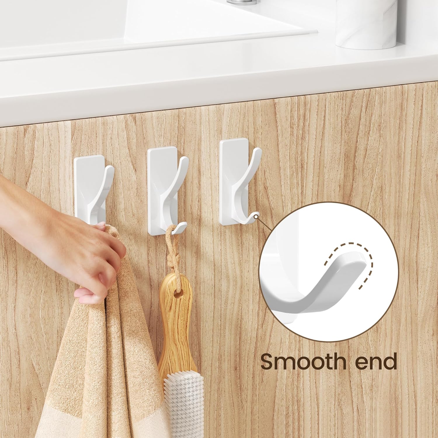 Self Adhesive Coat Hooks for Hanging, Heavy Duty Stainless Double Wall Hook for Towel, Backpack