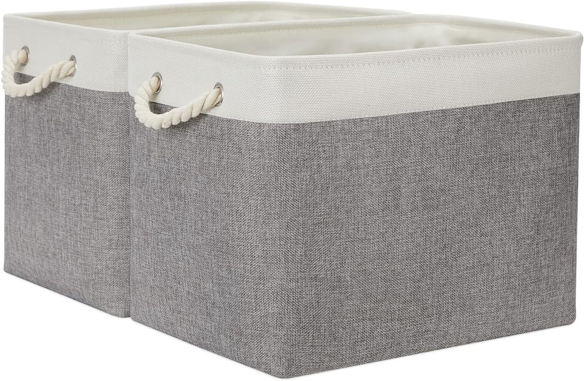 Temary Baskets for Organizing, 2 Pack Storage Baskets Large Fabric Baskets with Handles, Decorative