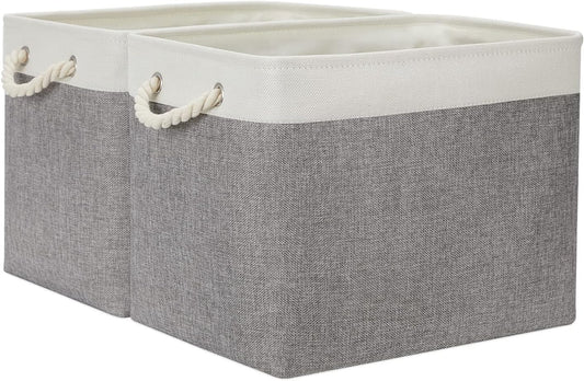 Temary Baskets for Organizing, 2 Pack Storage Baskets Large Fabric Baskets with Handles, Decorative