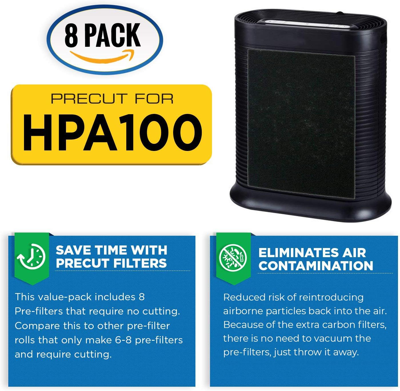 HPA100 Pre-Filters Replacement for Honeywell Air Purifier - 8 Pack - HRF-A100 Filter A Compatible