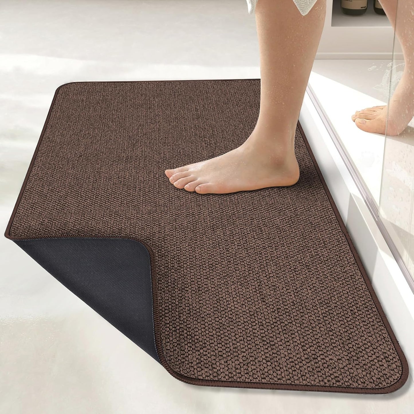 Bath Mat,Ultra Thin Bathroom Rugs,Rubber Bath Mats for Bathroom,No Slip Bath Rugs,Quick Dry,Machine