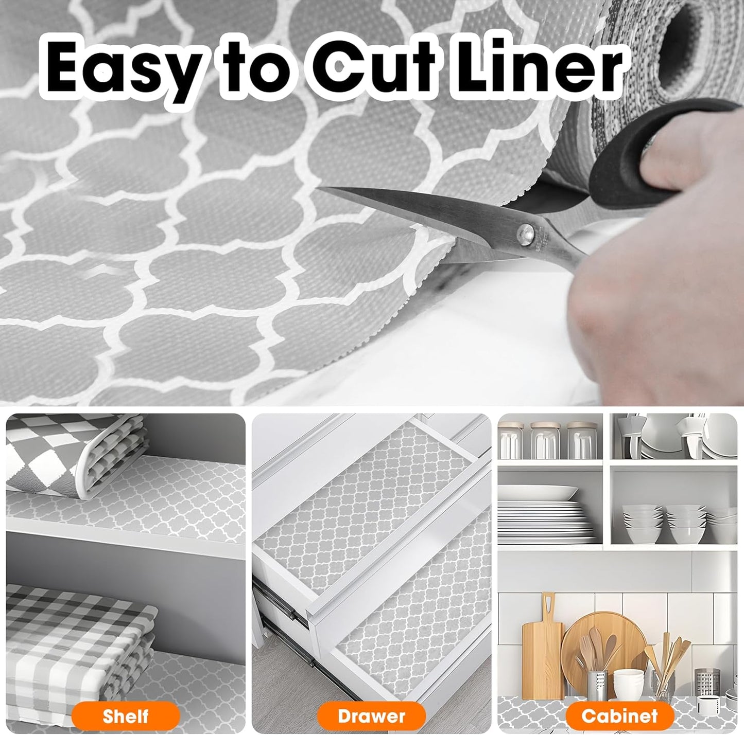 Drawer and Shelf Liner for Kitchen Cabinets Non-Adhesive, Non-Slip Cabinet Liner Shelf Paper Strong