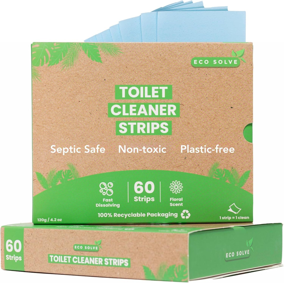 Natural Toilet Bowl Cleaner Strips, Eco-friendly, Non-toxic, Septic Safe, Removes Odors & Stains