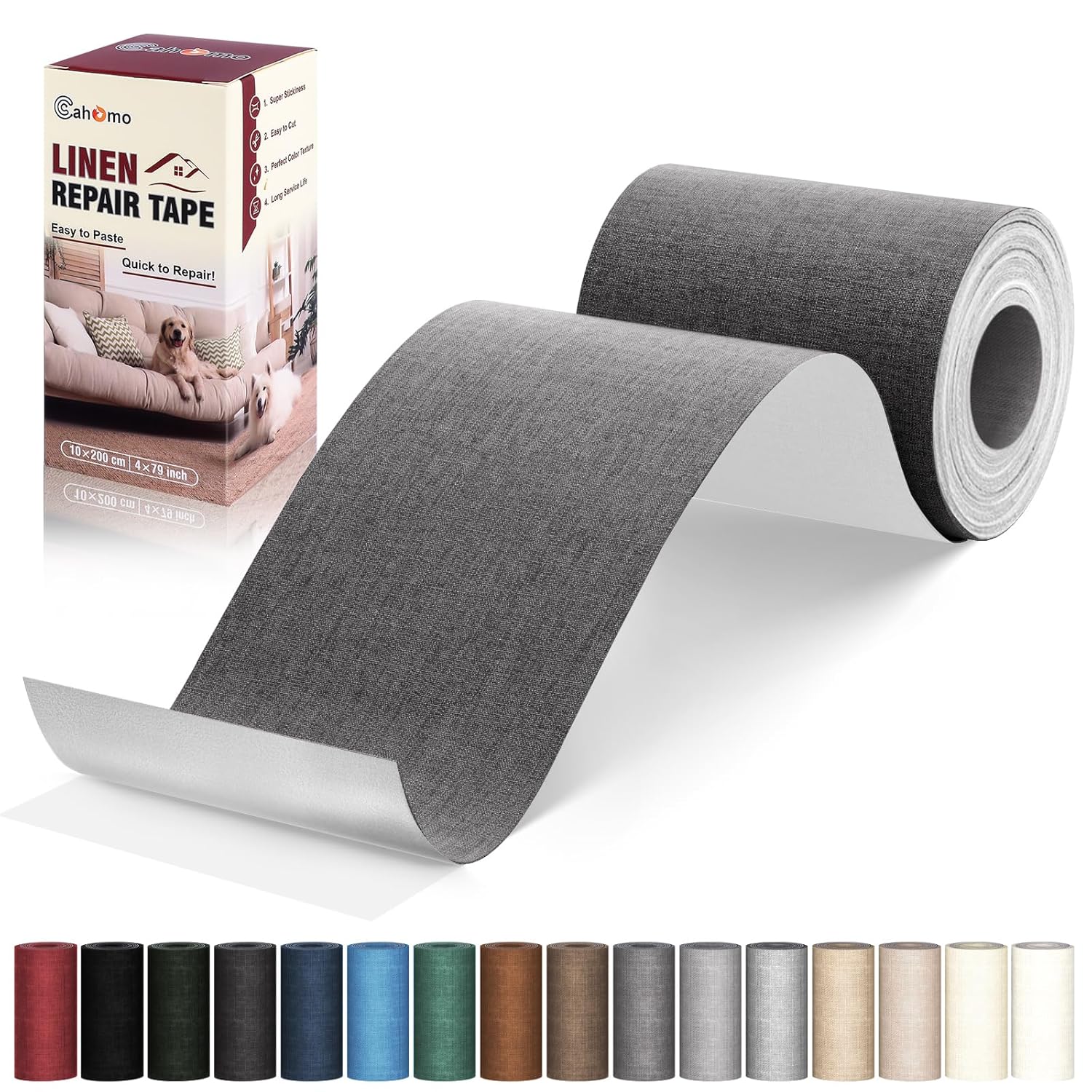 Linen Repair Tape 4x79 inch, Self Adhesive Fabric Patches, Linen Patch Tape Kit, Fabric Repair Tape