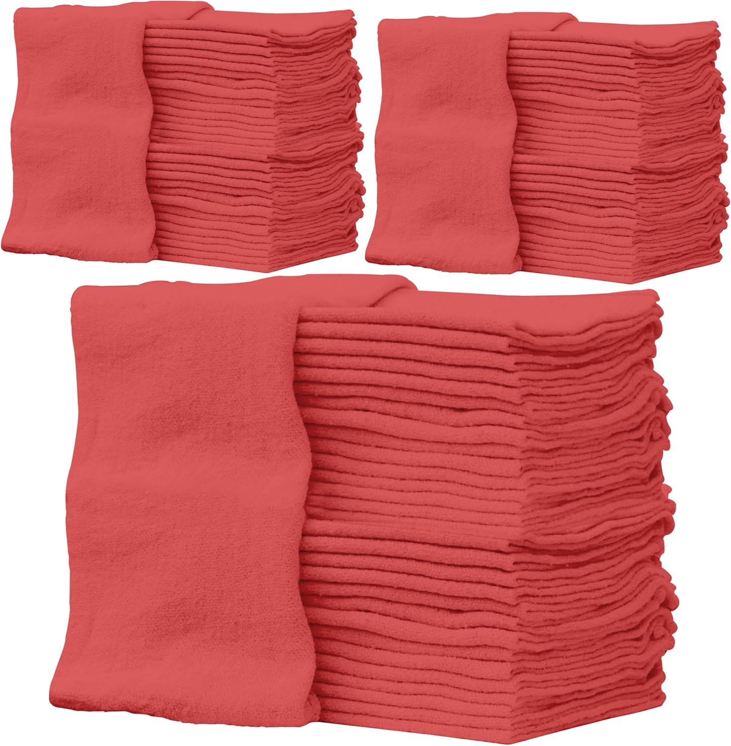 ZUPERIA Cotton Shop Towel – Multipurpose Cleaning Cloths (14" x 12" - Pack of 150 - Red) Reusable