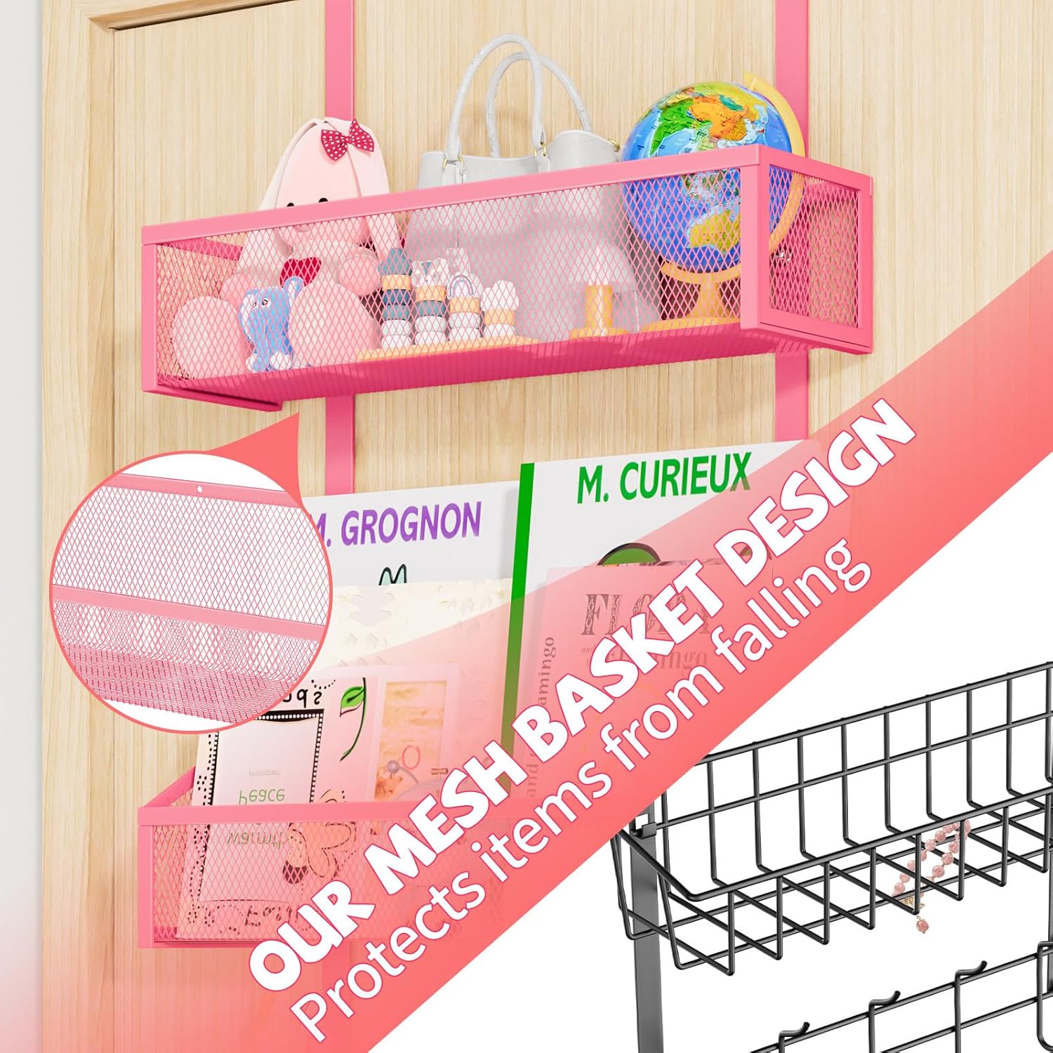 Over The Door Hooks Organizer, Coat Rack Over The Door Storage Hanger Towel Rack, Back of Storage