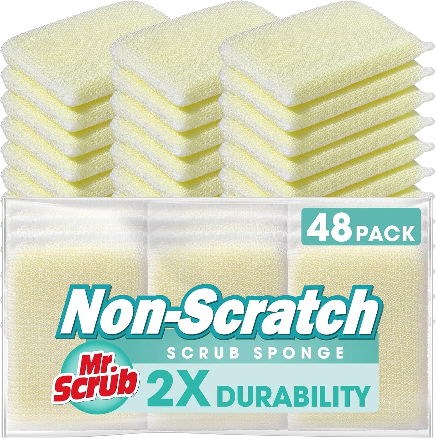 Sponges Kitchen Scrub Dish Sponge Scouring Pad, 48 Pads Cleaning Brush Dishwasher Soap Supplies