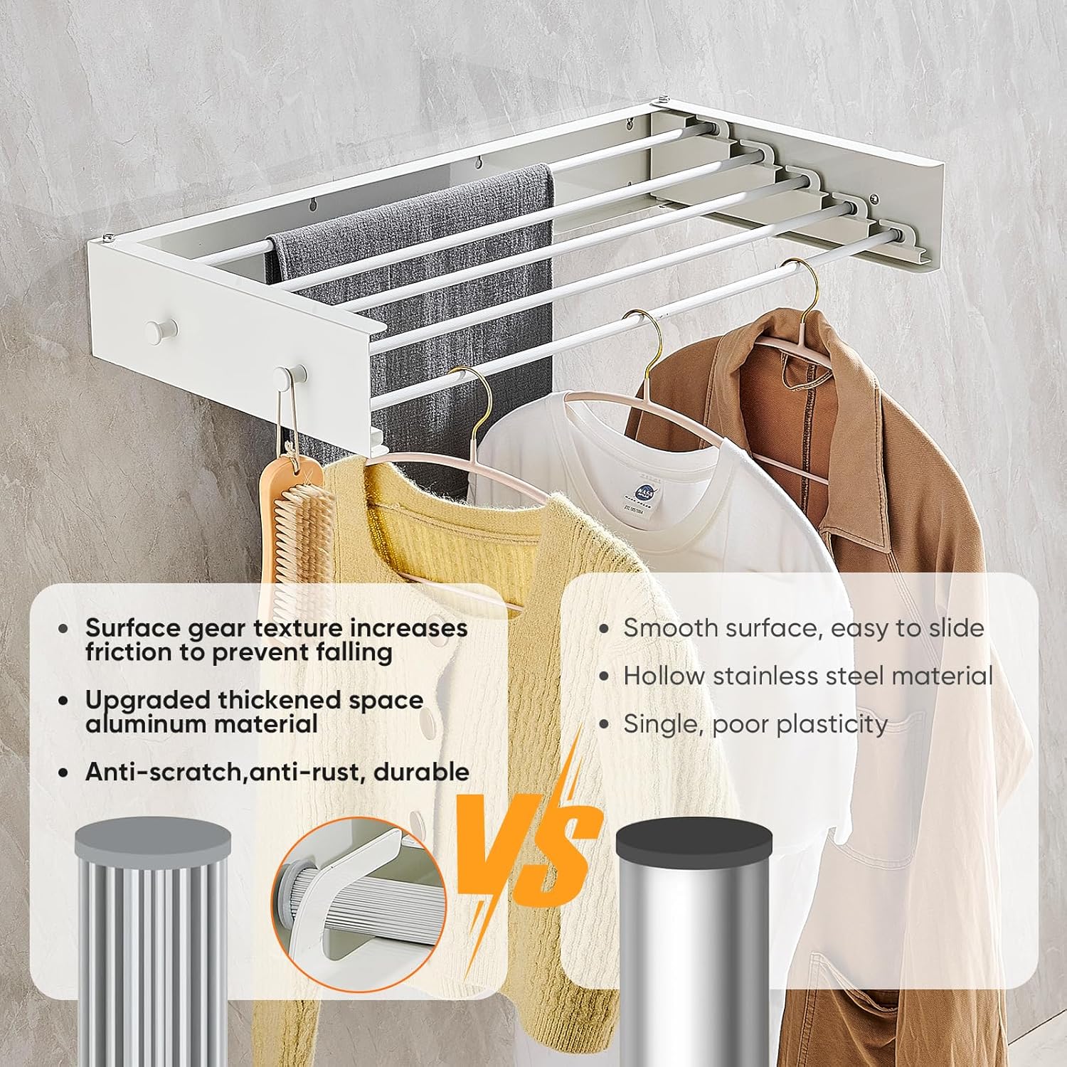 Clothes Drying Rack 31.5 inches Foldable Wall Mount Laundry Rack Folding Indoor Drying Rack