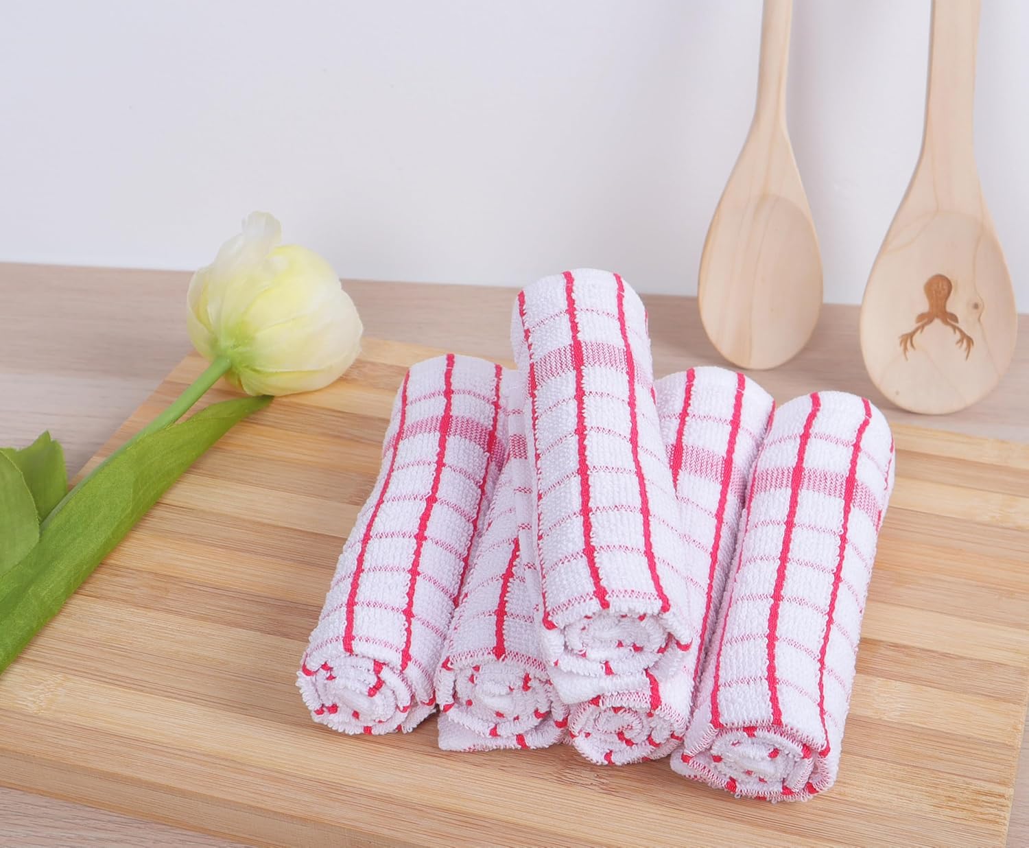 AMOUR INFINI Kitchen Dish Cloths Set of 8 - Ultra Soft, Highly Absorbent, Quick-Drying Terry Cotton