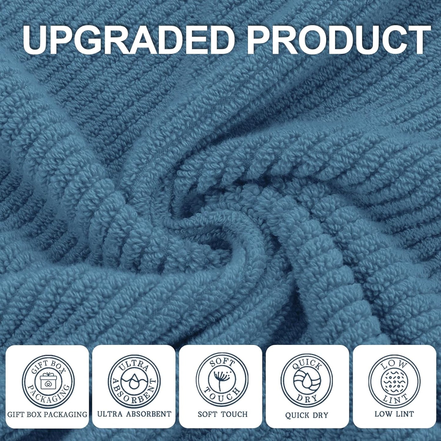 VOOVA & MOVAS Bath Towels Set of 4, Large 30" x 56" - 100% Cotton | Thick | Lightweight | Soft |