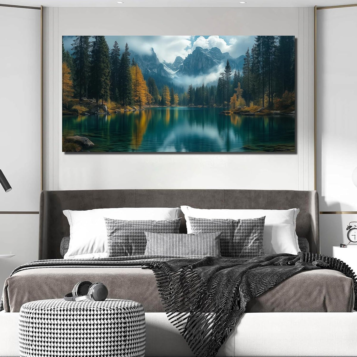 GUGIKA Landscape Wall Art for Living Room, Blue Mountain and Lake Wall-Decor for Bedroom, Modern