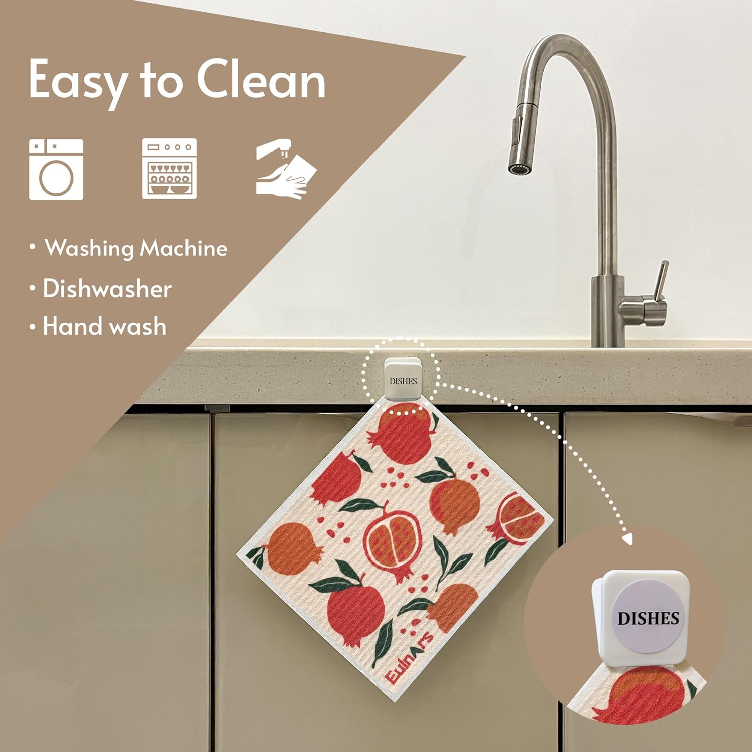 Swedish Dishcloths for Kitchen, 8 Pack Reusable Paper Towels with Clips, Non-Scratch Swedish Dish