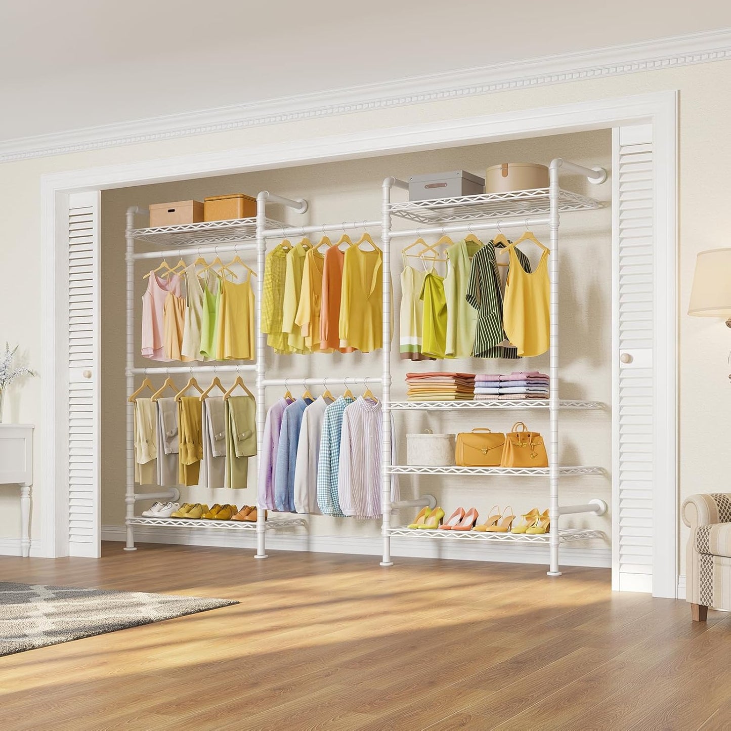 Timate F3 Garment Rack Heavy Duty Clothes Rack for Hanging Clothes, Expandable Industrial Pipe Wall