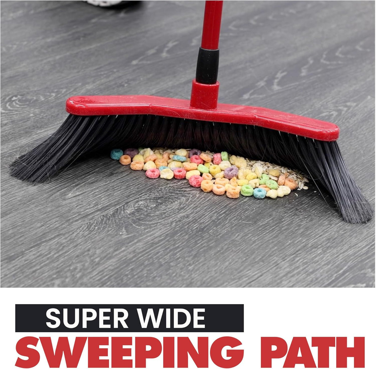 Da Vinci Curved Angle Broom (2) - Sturdy Wide Broom for Indoor/Outdoor Sweeping, Heavy Duty Steel