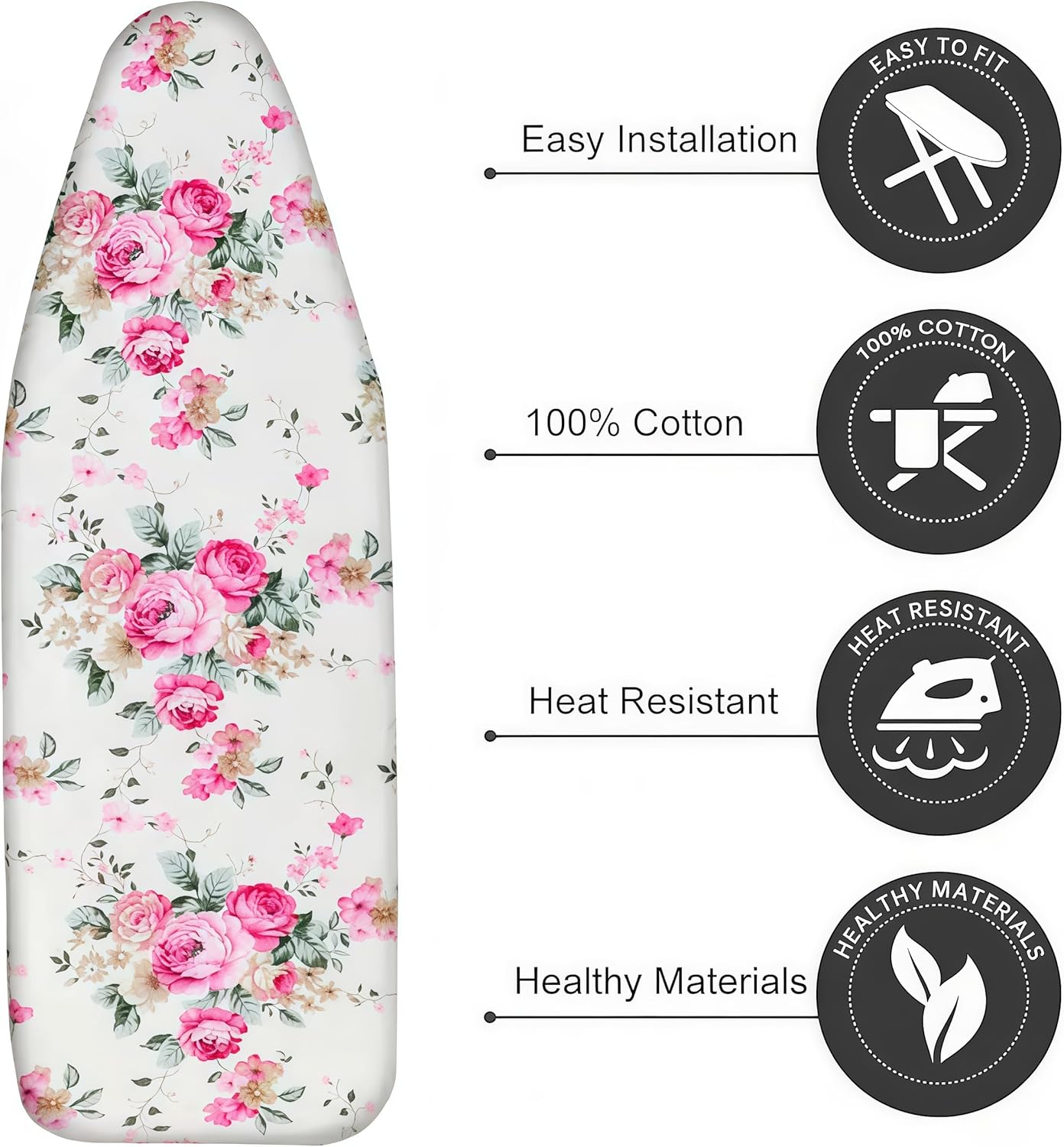 Ironing Board Cover with Two 5MM Thick Feltpads,15"x48"Heat Resistant Replacement Ironing Board