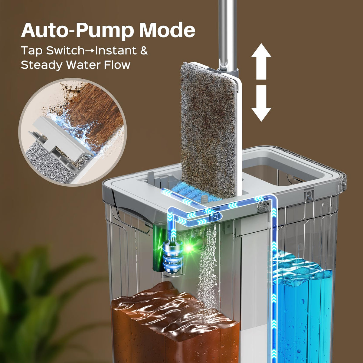 Veshiny Mop and Bucket Set, Flat Mop and Bucket System for Floor Cleaning
