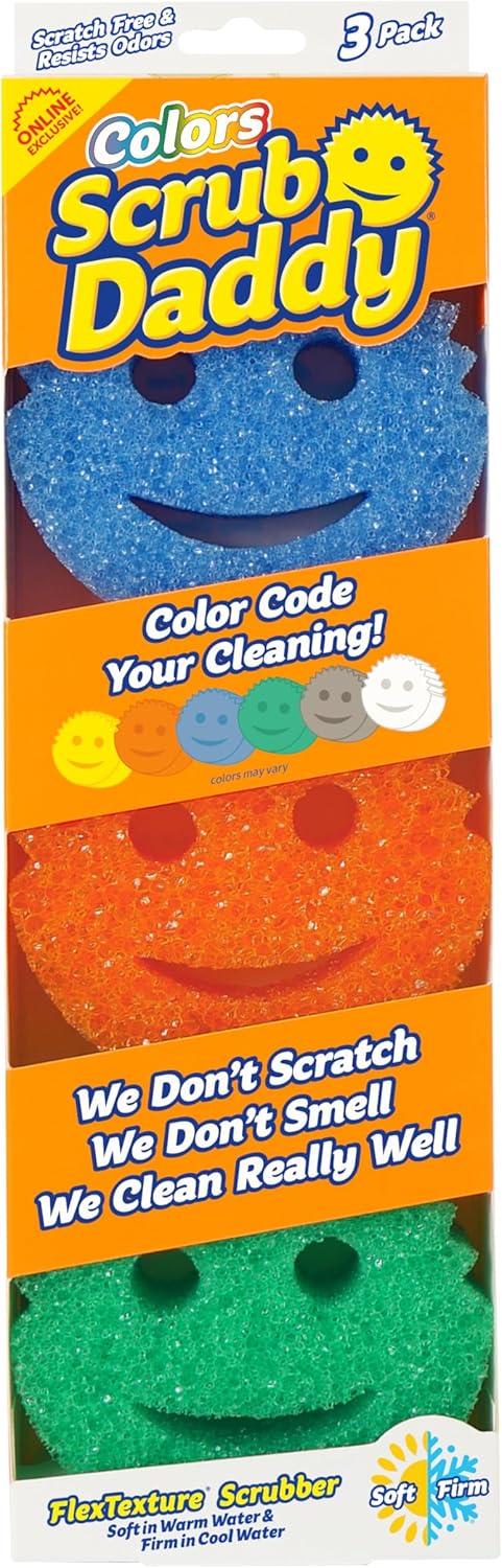 Scrub Daddy Color Sponges - Scratch-Free Multipurpose Dish Sponges for Kitchen, Bathroom &