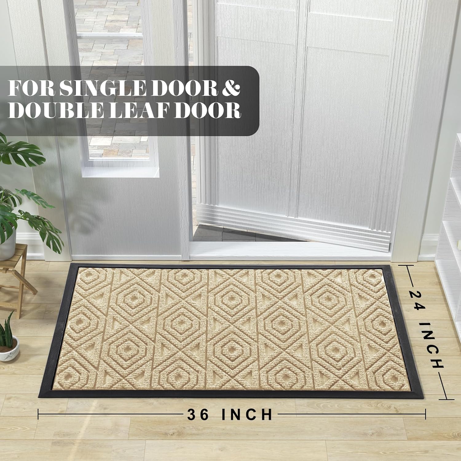 Yimobra Door Mat, Outdoor Indoor Entrance Welcome Mat, Heavy Entry Front Door Mat, Stain & Fade