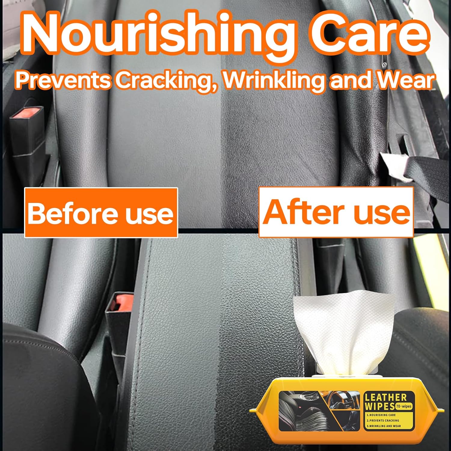 Car Wipes Extra Large 8" x 8" Car Interior Cleaning Wipes Leather Wipes For Car Car Glass Wipes
