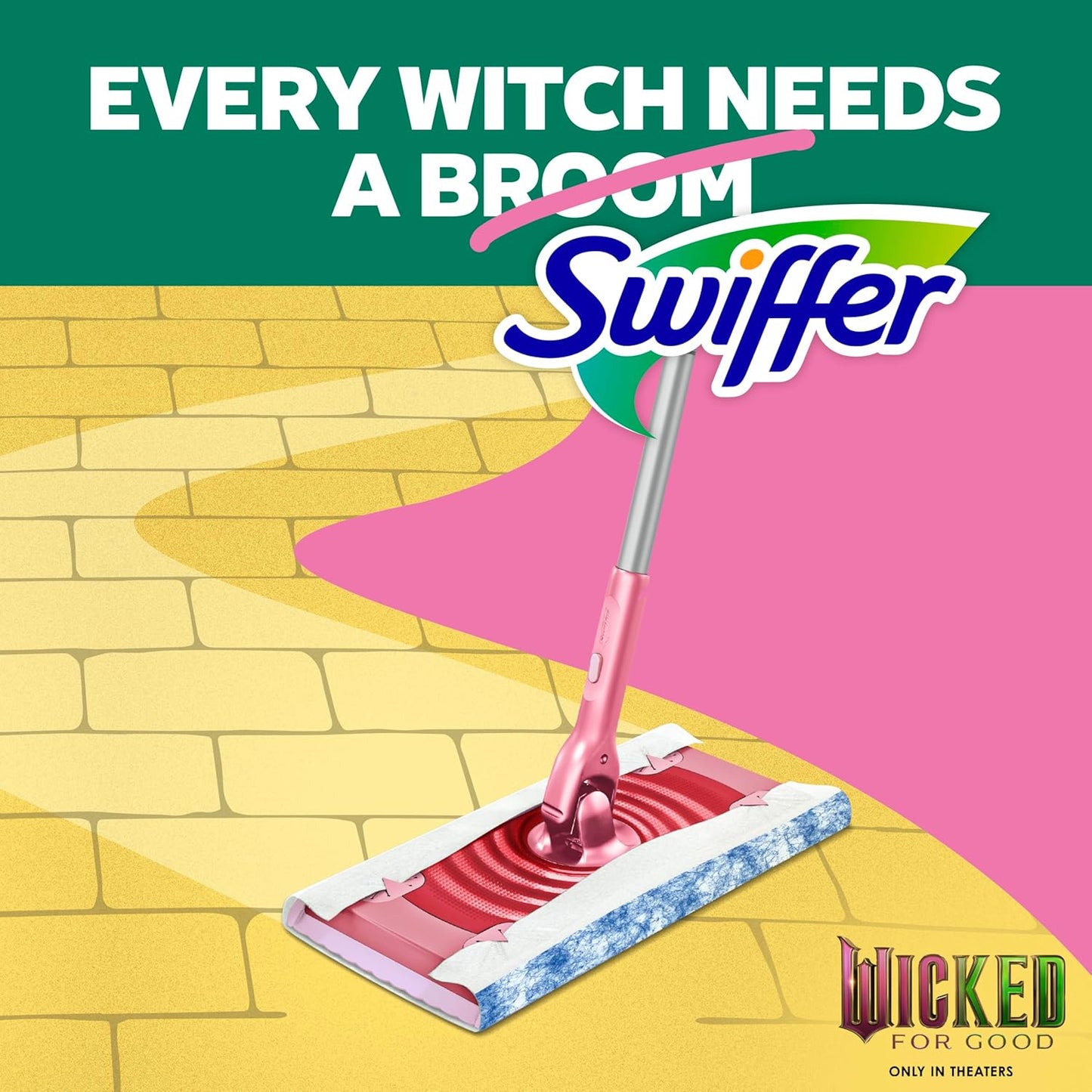 Swiffer Sweep and Mop Deluxe, Limited Edition Pink Wicked: for Good, 2-in-1 Floor Mopping and