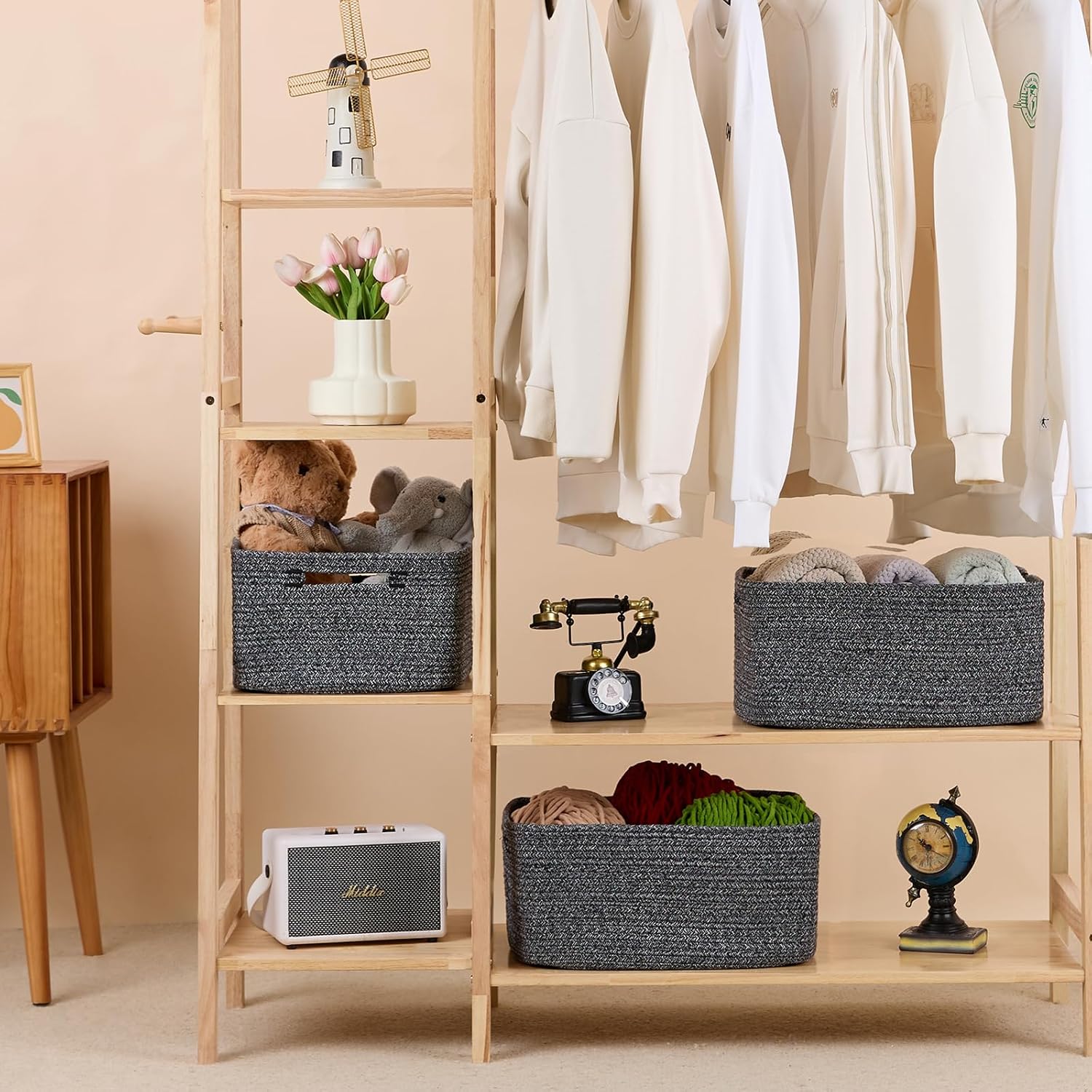Large Storage Baskets for Organizing, Closet Shelf Baskets for Clothes Blanket Towels, Baby