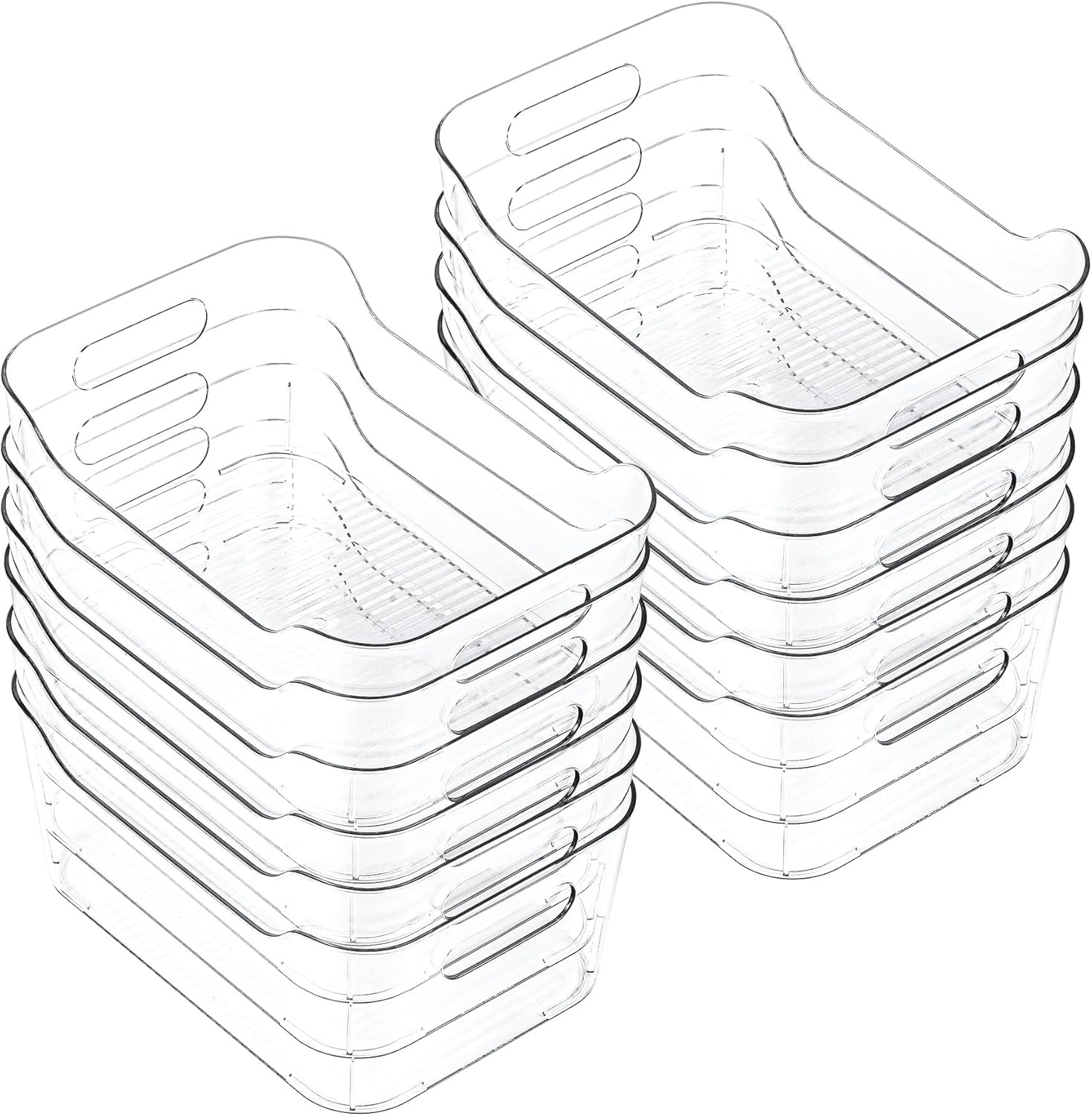 Clear Plastic Storage Bins, Set of 12, Multi-Use Organization and Storage Containers for Pantry