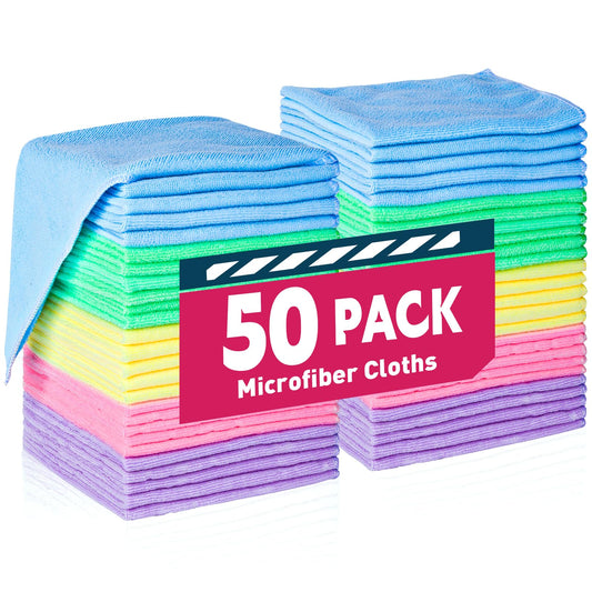 TEAWOO Microfiber Cleaning Cloths-50 Pack, Microfiber Towels Bulk