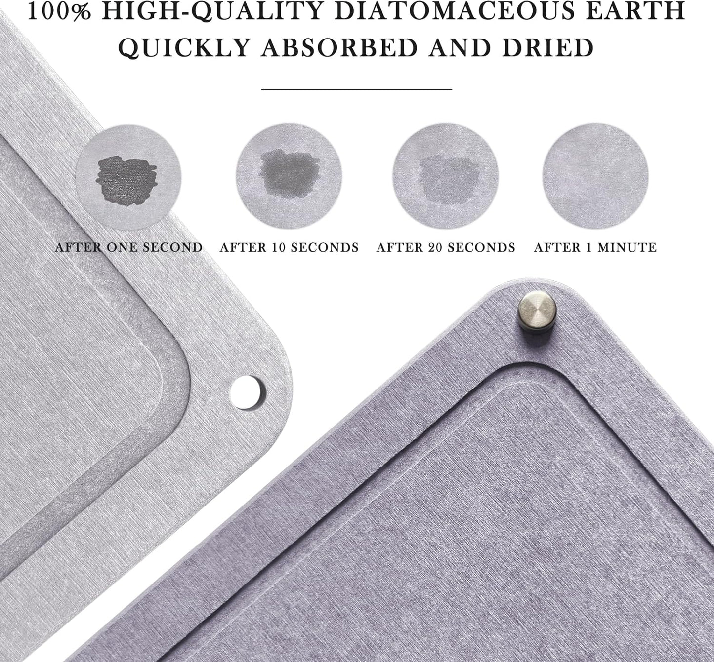 Large Diatomaceous Earth Stone Dish Drying Mats for Kitchen Counter,24"×16",Quick Drying,with 4