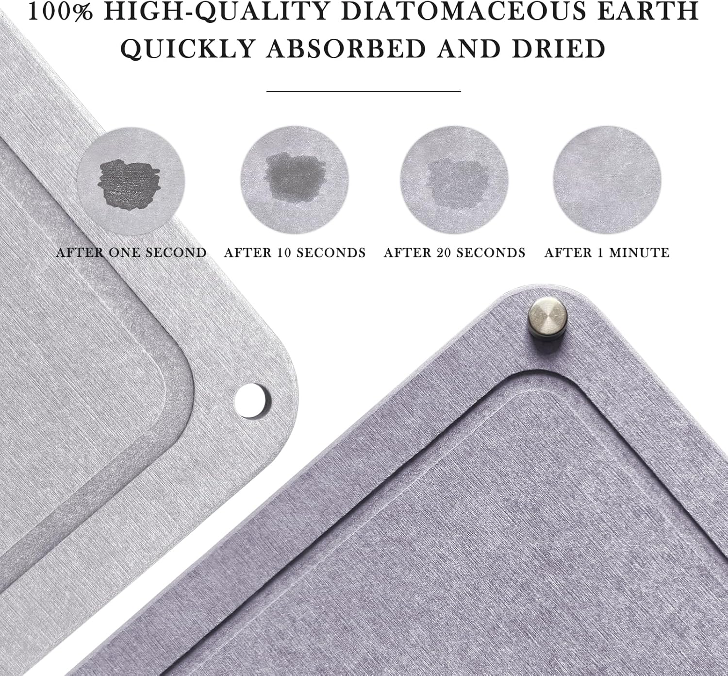 Large Diatomaceous Earth Stone Dish Drying Mats for Kitchen Counter,24"×16",Quick Drying,with 4