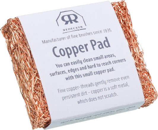 Redecker Copper Thread Mini Scrubber, 2 x 1-5/8 inches, Non-Abrasive Scouring Pad, Scrubber for