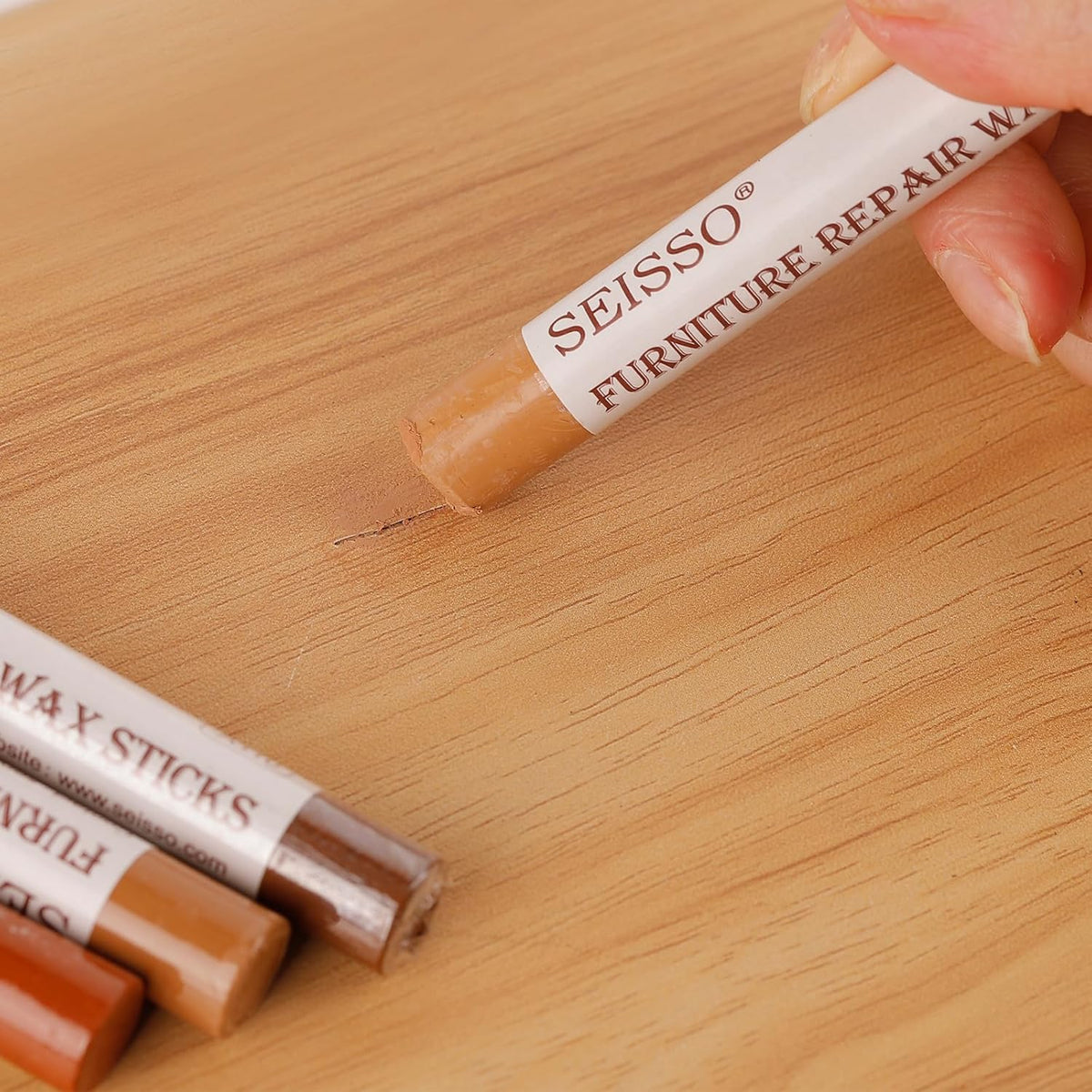 SEISSO Furniture Repair Crayon, 6 Pcs - Wood Filler Sticks, Scratch Repair Wax, Furniture Marking