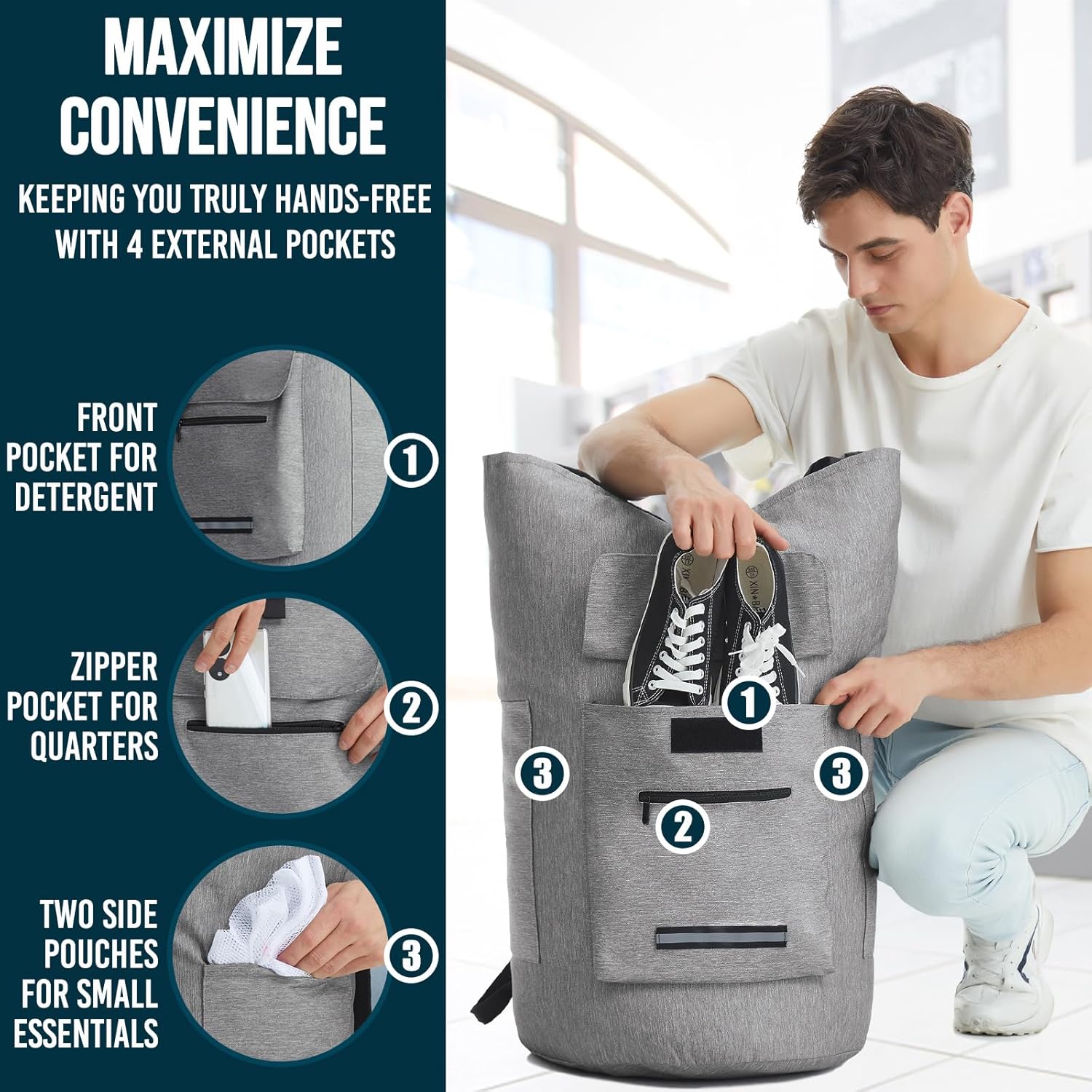 Laundry Bag Extra Large 115L，Laundry Backpack with Shoulder Straps，Sturdy Travel Laundry Bags with