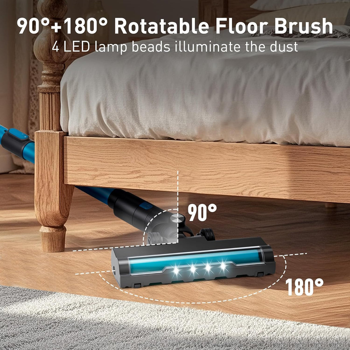 250W 25KPa Suction Cordless Vacuum Cleaner, 6-in-1 Lightweight Stick Vacuum with LED Display, 45