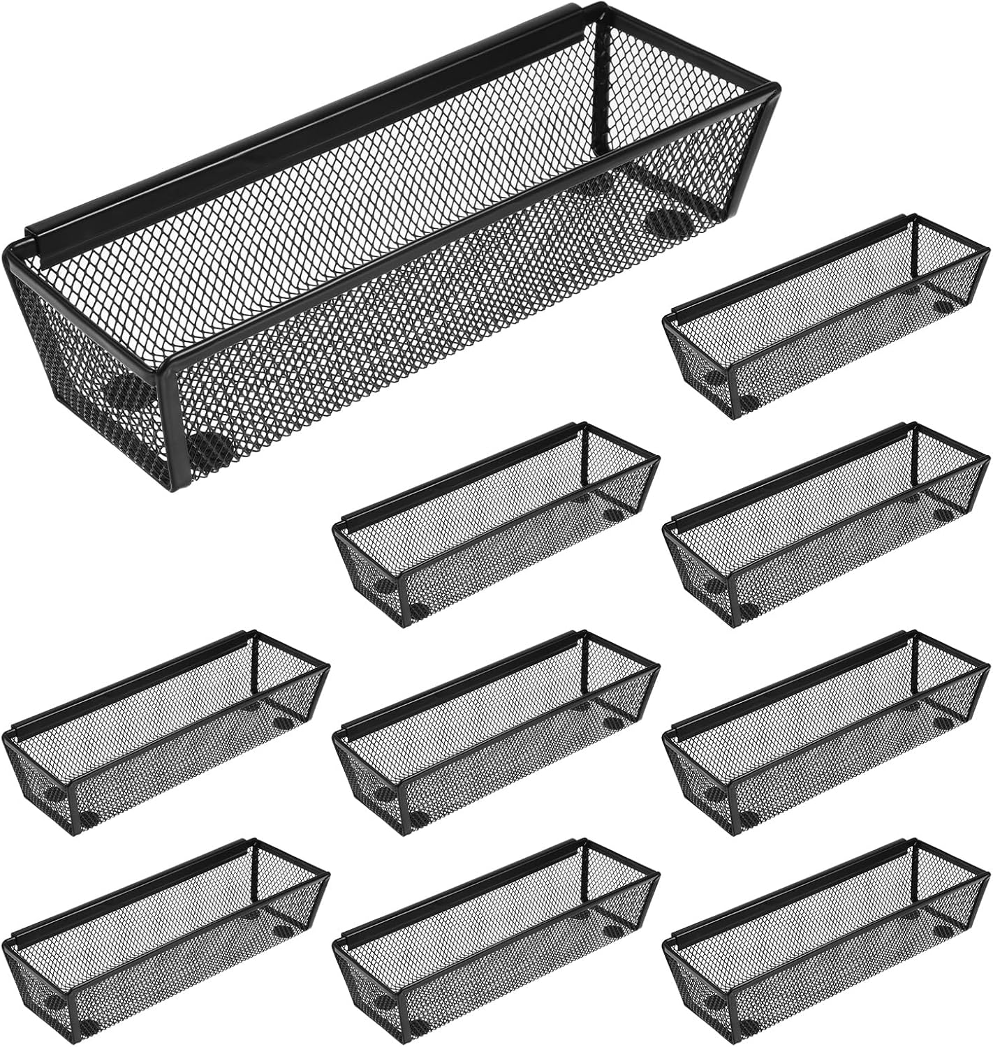 10 Pack Silverware Drawer Organizer 9 x 3 x 2 Inch Mesh Utensil Organizer for Kitchen Drawers with