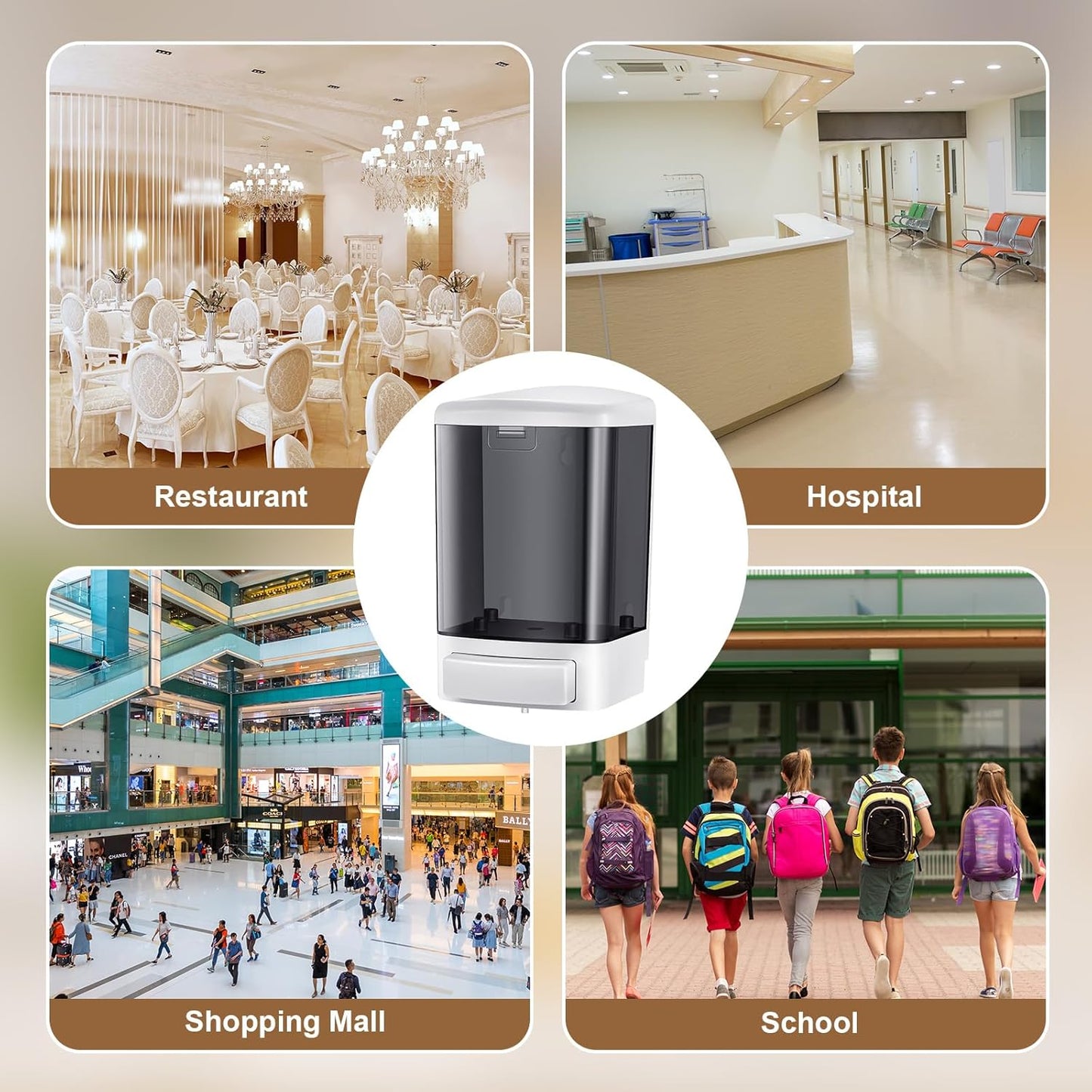 Hushee 4 Pcs Plastic Wall Mounted Soap Dispenser Commercial Manual Soap Containers Wall Dispenser