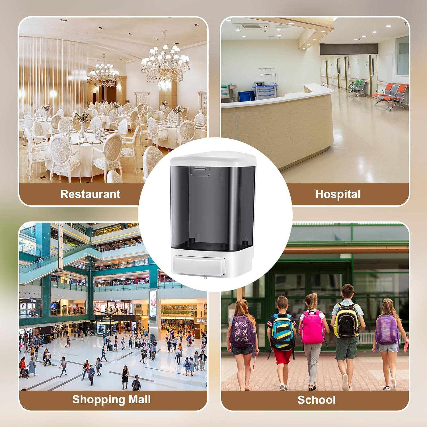 Hushee 4 Pcs Plastic Wall Mounted Soap Dispenser Commercial Manual Soap Containers Wall Dispenser