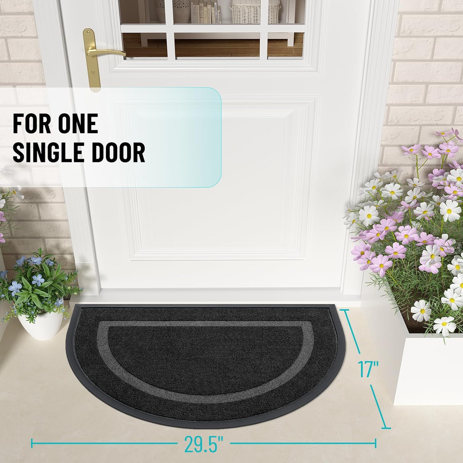 OLANLY Half Circle Door Mat Indoor Outdoor Entrance Welcome, Waterproof All-Season, All-Weather