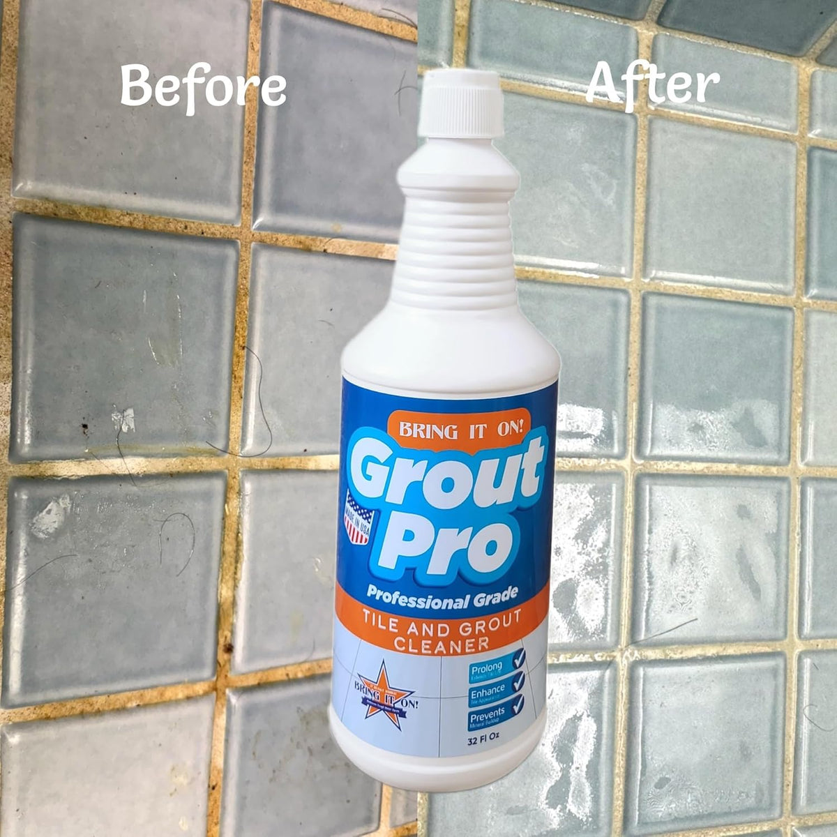 Bring It On Grout Pro Tile and Grout Cleaner – 32fl oz Grout Cleaner for Shower Tile – Deep