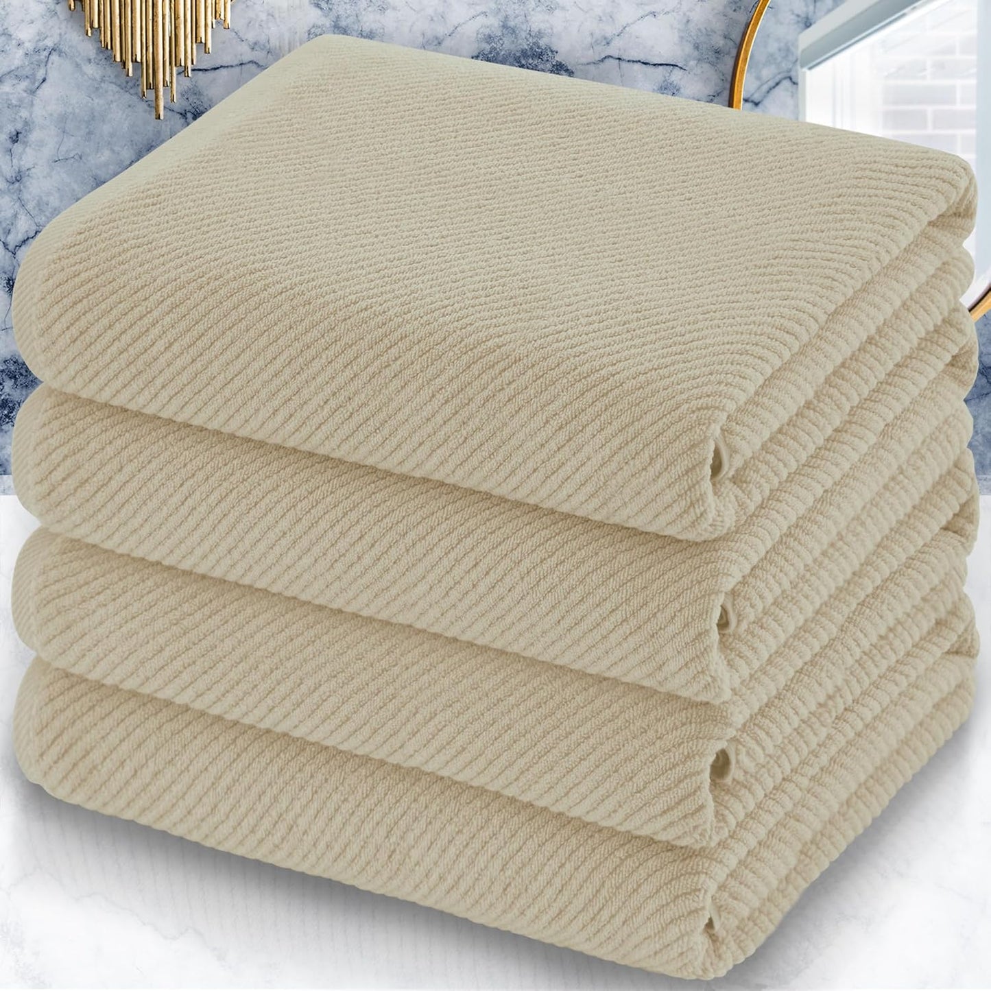 VOOVA & MOVAS Bath Towel Set, Large 30" x 56" - 100% Cotton | Quick Dry | Light Weight | Thick |