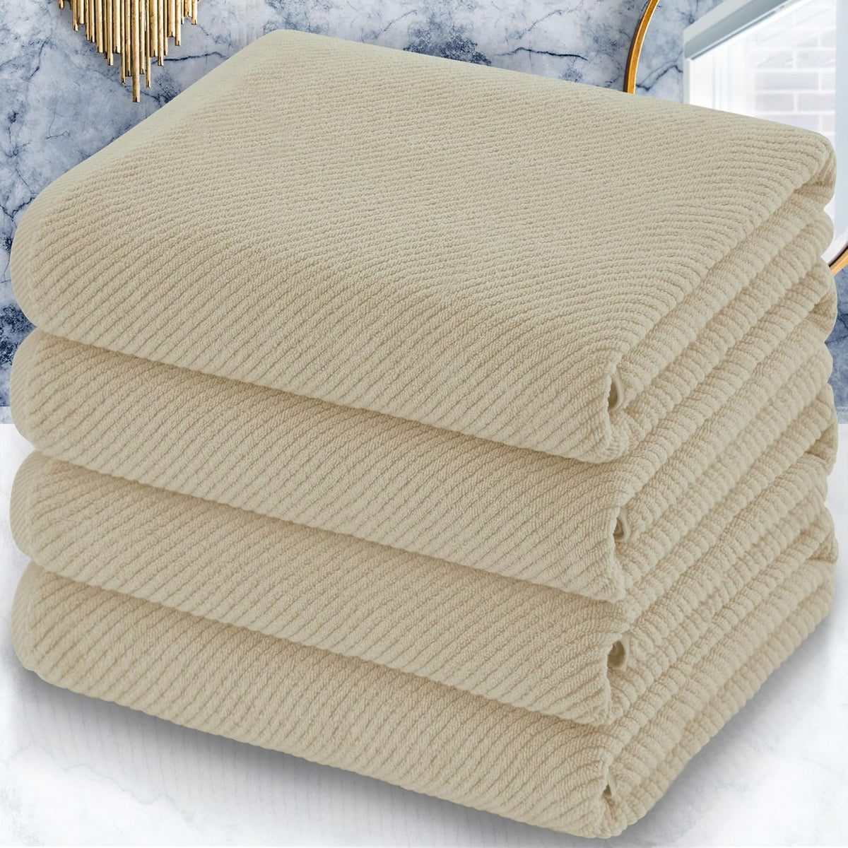VOOVA & MOVAS Bath Towel Set, Large 30" x 56" - 100% Cotton | Quick Dry | Light Weight | Thick |