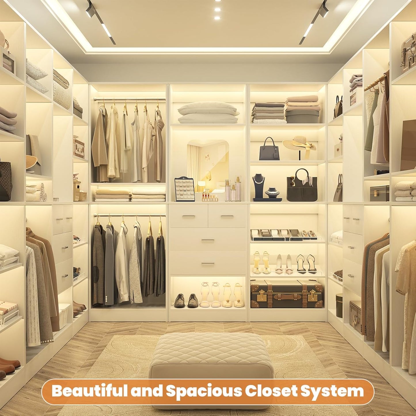 Unikito Freestanding Closet System, 25” Closet Organizer Wardrobe with Hanging Rods & Shelve