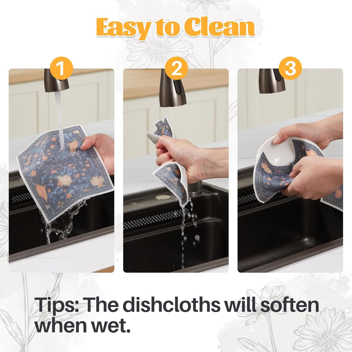 JOYMOOP 6 Pack Dishcloths for Kitchen, Reusable Paper Towels Washable, Absorbent Non-Scratch Dish