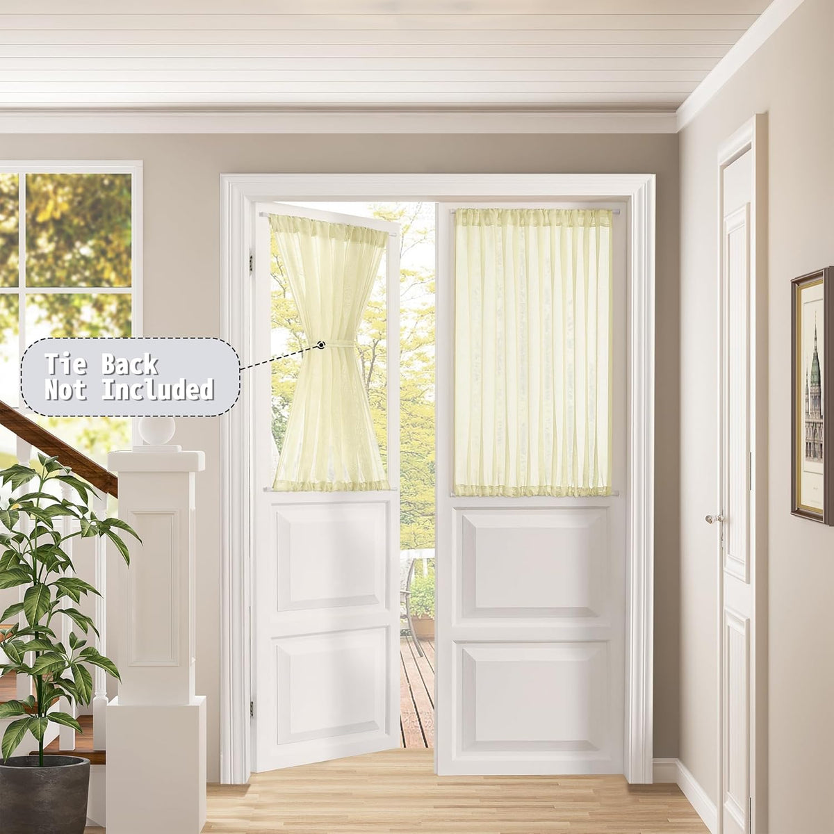 Tollpiz Sheer Door Curtains Closet Linen Textured Curtain Sheers Doorway Light Filtering Voile