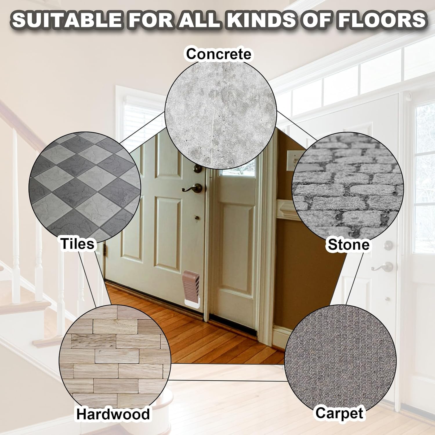 PATIKIL Rubber Door Stoppers for Bottom of Door, Door Wedge Stopper with Holder Sturdy Stackable