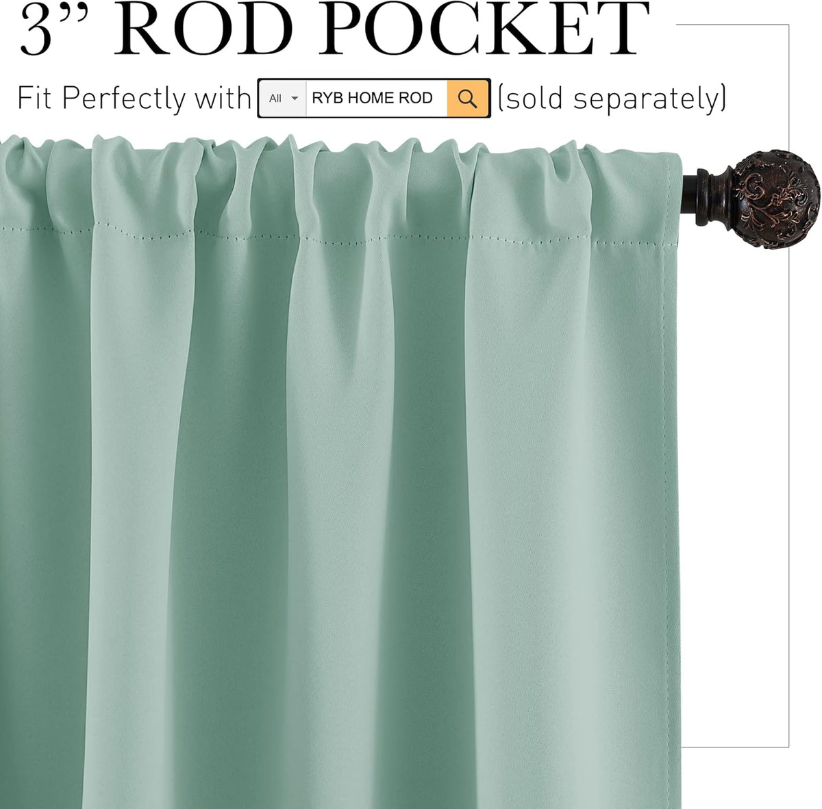 RYB HOME Bathroom Window Curtains - Super Soft Blackout Privacy Curtains for Baby Nursery Bedroom