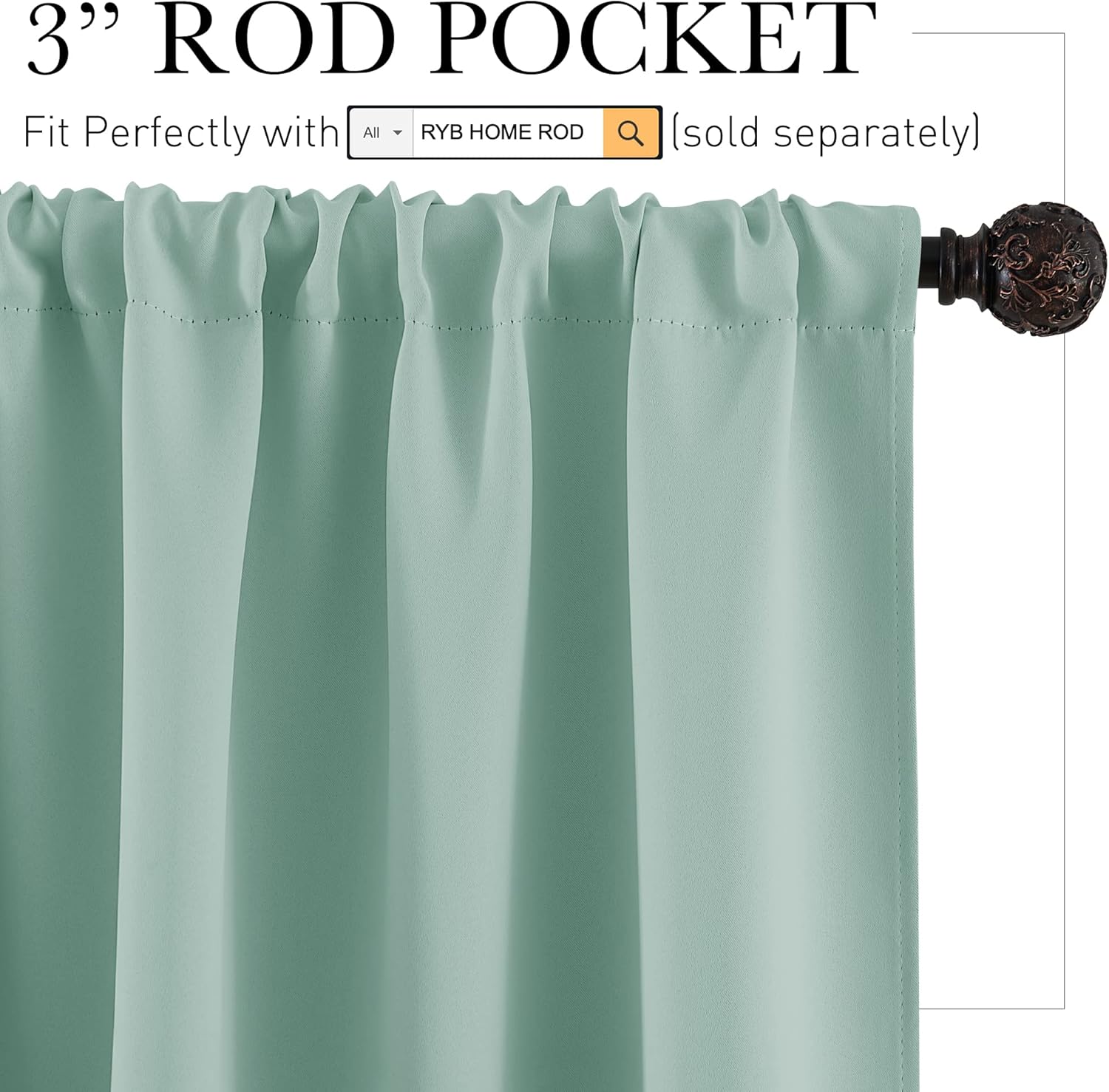 RYB HOME Room Darkening Kitchen Curtains, Farmhouse Small Window Drapes Rod Pocket Energy Efficient