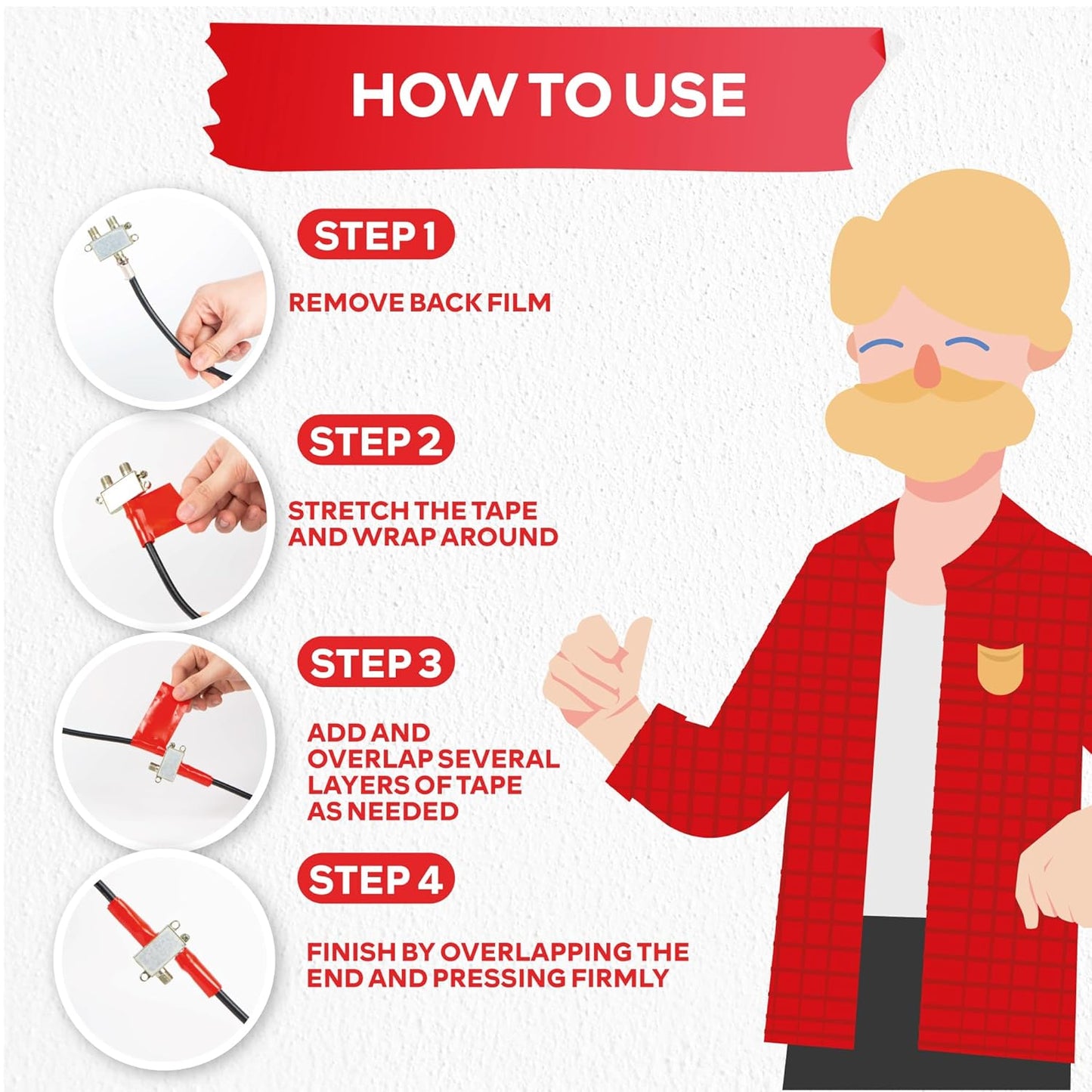 XFasten Self-fusing Silicone Tape Pro, Red, 1.5-Inch x 15-Feet, 30mils Extreme Stretch and Seal