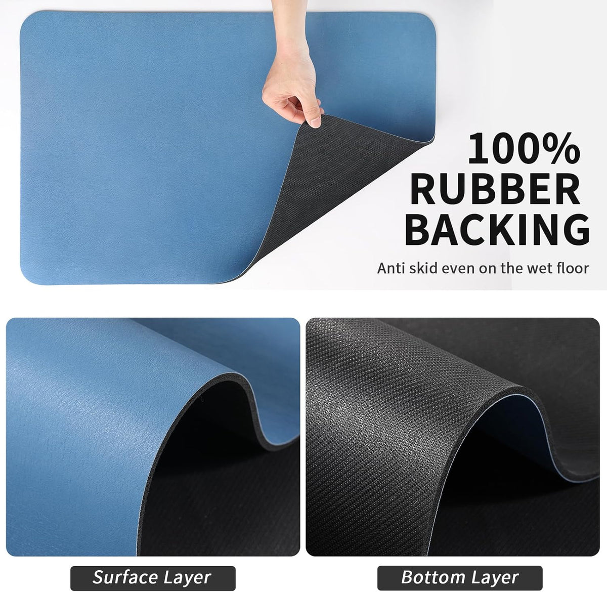 Dish Drying Mat for Kitchen Counter, Heat Resistant Drainer Mats with Non-slip Rubber Backed, Hide