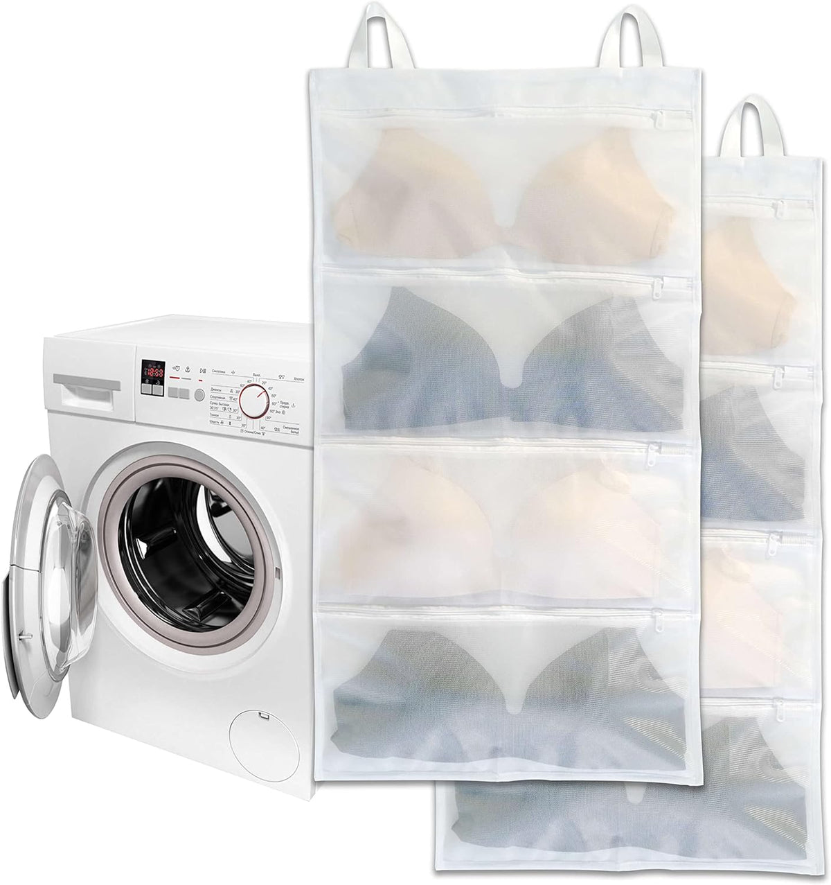 Bra laundry bags for washing machine, 2pc, Holds 8 A-D cups sizes, Cleans, Drys, Storage and